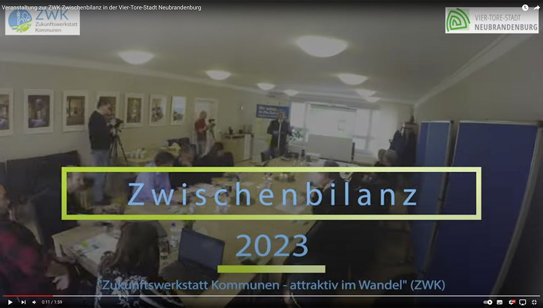 Video-Screenshot der Zwischenbilanz-Veranstaltung der Zukunftswerkstatt in Neubrandenburg am 26. April 2023.